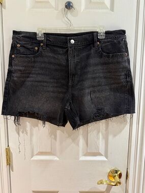 American Eagle Outfitters Black Distressed Cutoff Denim Shorts
